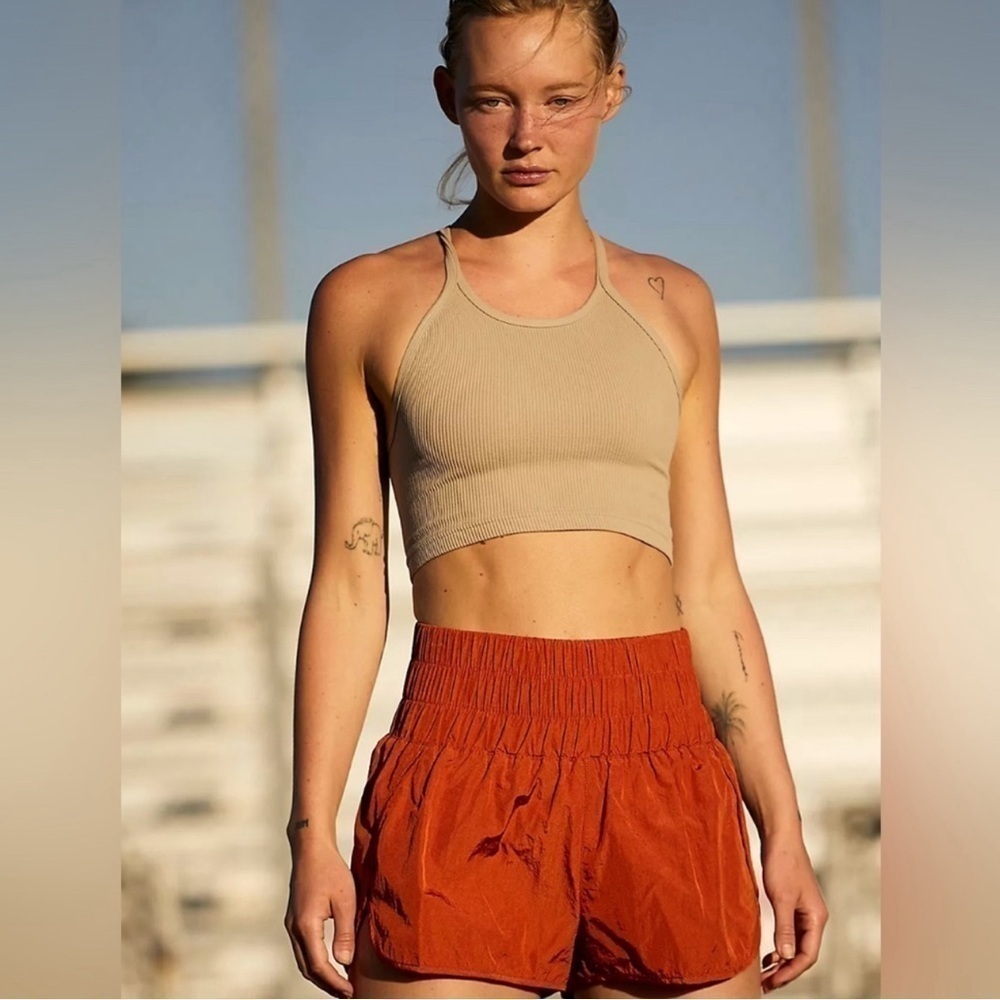 Free People Movement The Way Home Short Red Earth NWOT High Rise Smocked Waist